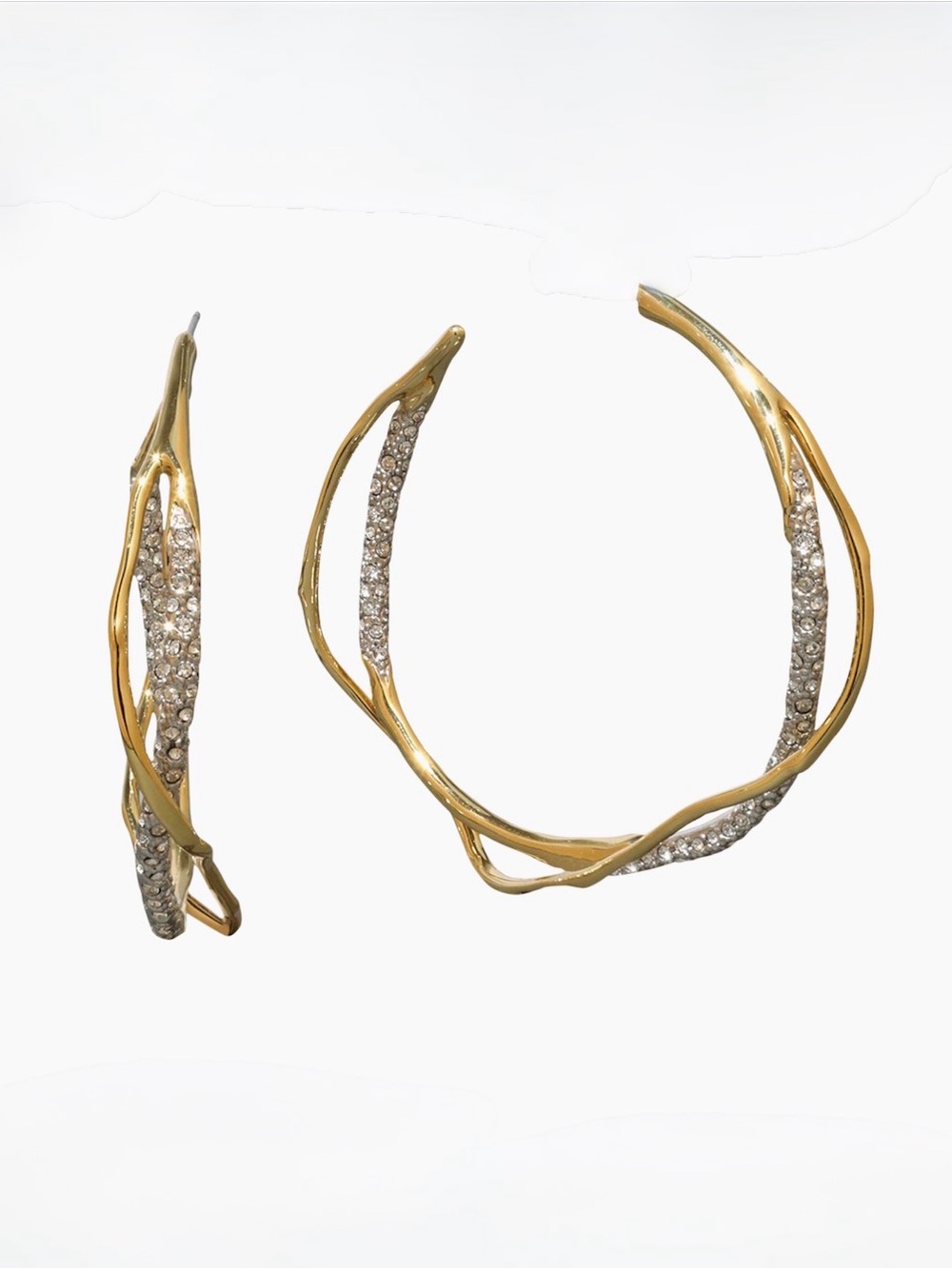 NEW Alexis Bittar Solanales Crystal Intertwined Hoop Earrings Gold C Z AU20 - Picture 3 of 6